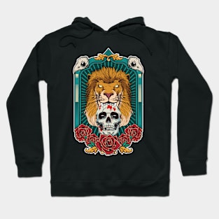 Lion Illustration with Skull Hoodie